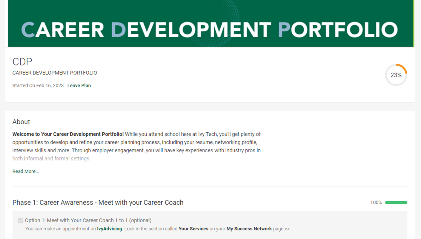 Career Development Portfolio Homepage screenshot
