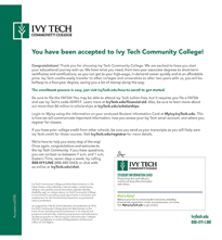 Ivy Tech Acceptance Letter Example