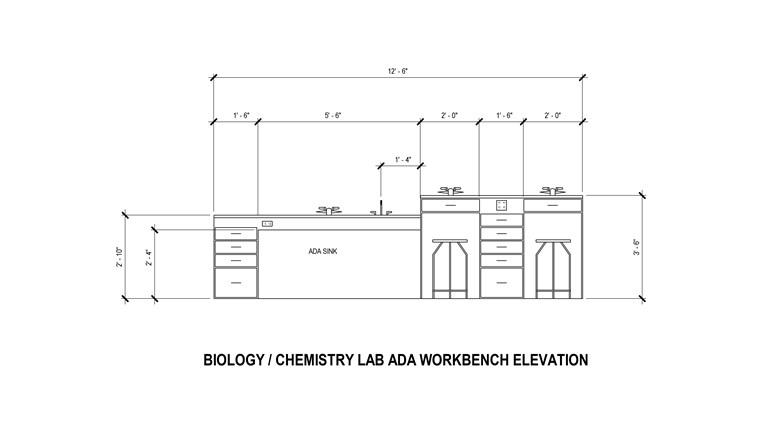 ADA Biology/Chemistry Workbench Elevation