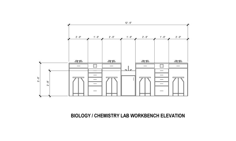 Biology/Chemistry Lab Workbench Elevation